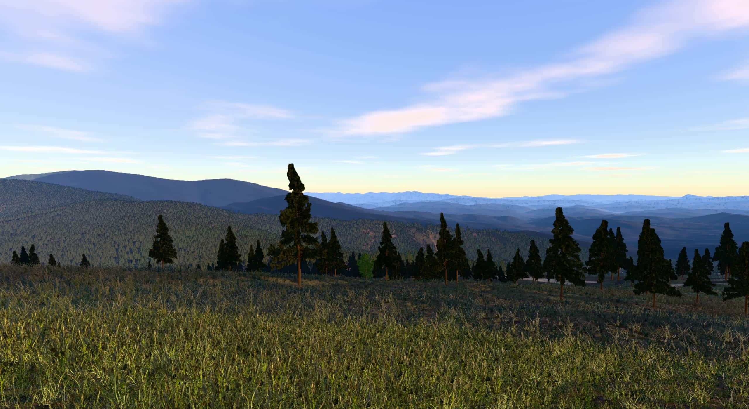Hala pod Rysianką przed zachodem słońca, kadr z silnika map 3D