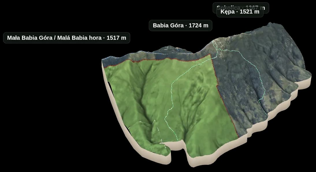 Makieta 3D: Babia Góra