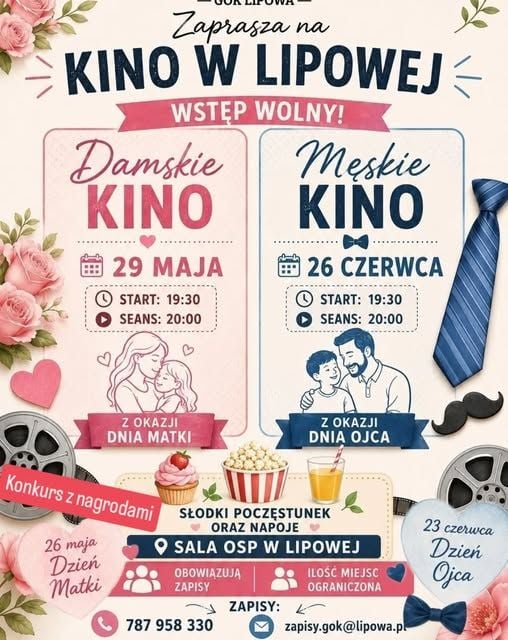 Damski i Męski Wieczór Filmowy w Lipowej
