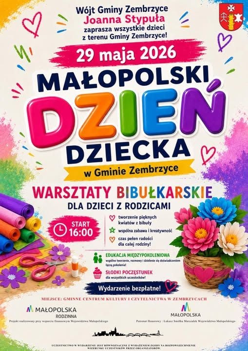 Małopolski Dzień Dziecka 2026 w Zembrzycach z warsztatami bibułkarskimi
