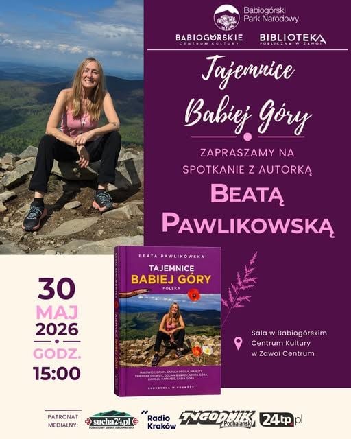 Spotkanie autorskie z Beatą Pawlikowską o Babiogórze w Zawoi