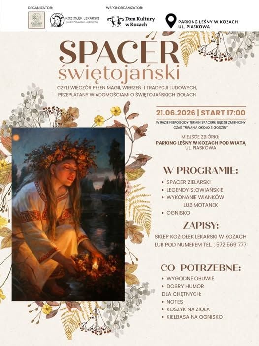 Wieczorny spacer świętojański z ziołami w Kozach