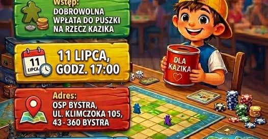 Charytatywna Gra Planszowa w OSP Bystra dla Kazika