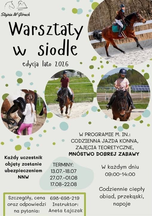 Letnie Wakacyjne Warsztaty Jeździeckie w Cięcinie 2026