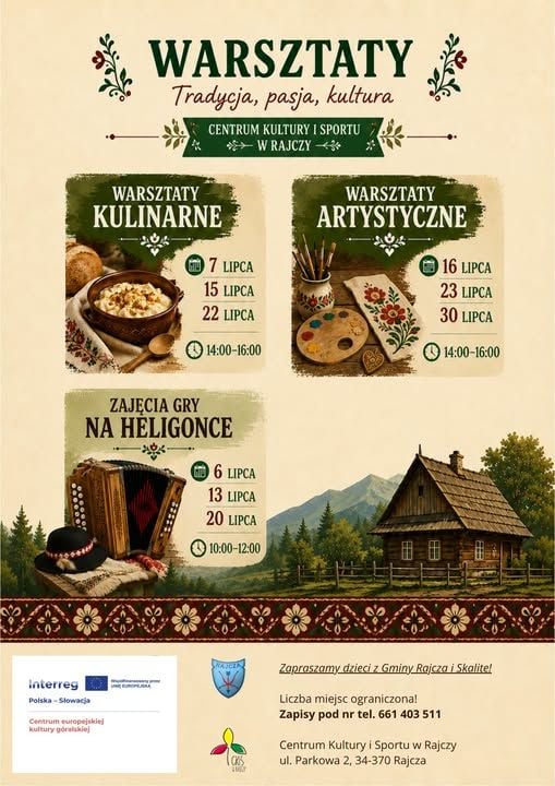 Letnie warsztaty kulinarne, artystyczne i gry na heligonce w Rajczy