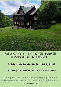 Sierpniowe zwiedzanie Dworku Myśliwskiego w Brennej