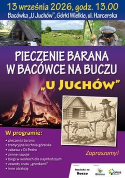 Pieczenie barana w bacówce U Juchów w Górkach Wielkich