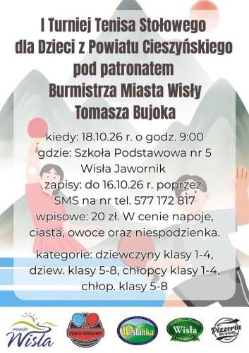 I Turniej Tenisa Stołowego dla dzieci z Powiatu Cieszyńskiego