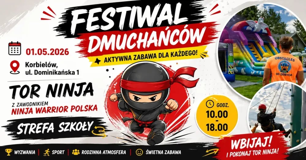🎉 Festiwal Dmuchańców z zawodnikiem Ninja Warrior Polska!