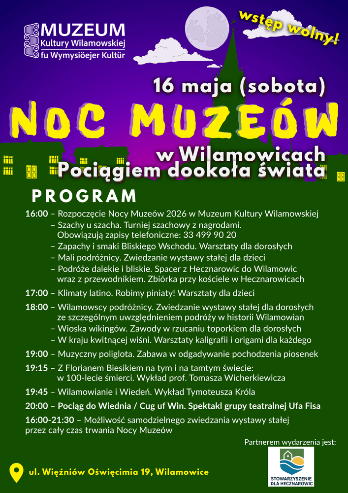 🌙 Noc Muzeów w Wilamowicach: Pociągiem dookoła świata