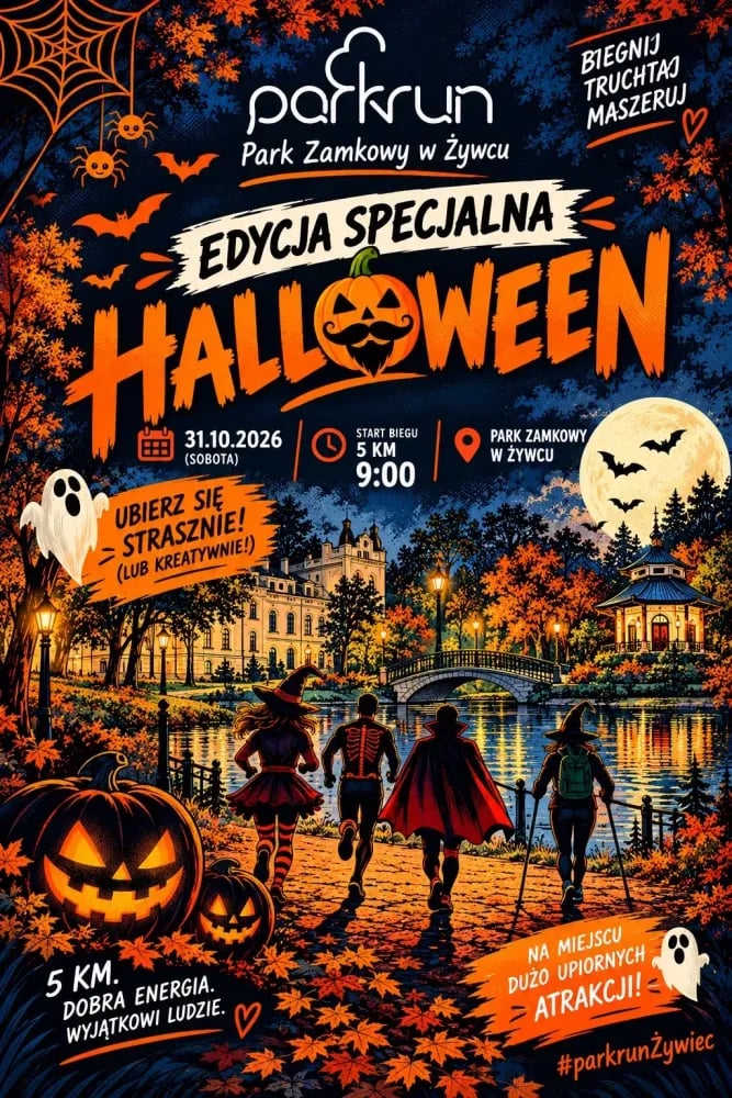 21. parkrun w Parku Zamkowym w Żywcu z motywem Halloween