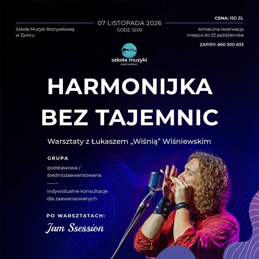 Warsztaty gry na harmonijce w Żywcu z Łukaszem Wiśniewskim