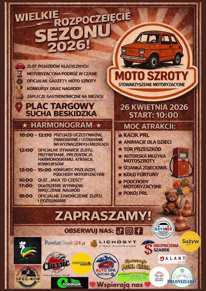 Motoszroty 2026 – Klasyczna Motoryzacja w Suchej Beskidzkiej