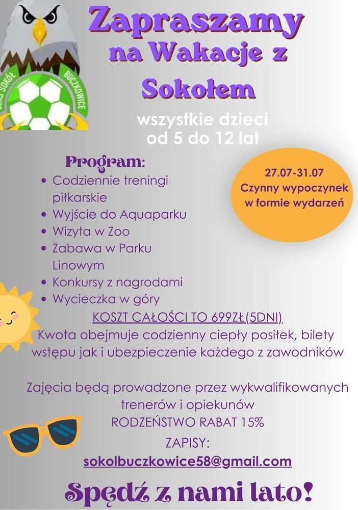 Letnie Piłkarskie Warsztaty z Sokołem w Buczkowicach