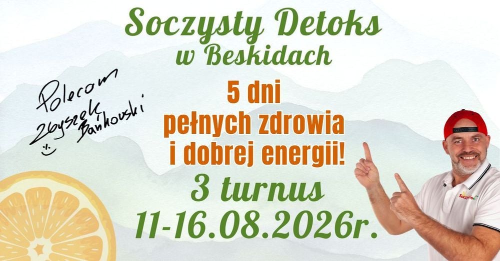 5-dniowy Soczysty Detoks z Aktywnym Relaksem w Kamesznicy