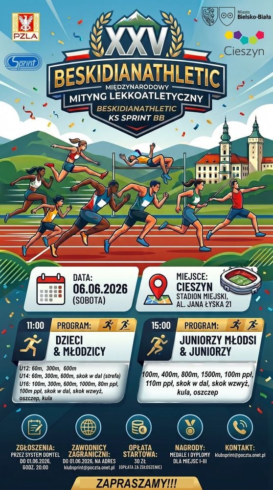XXV Międzynarodowy Mityng Lekkoatletyczny BESKIDIANATHLETIC w Cieszynie