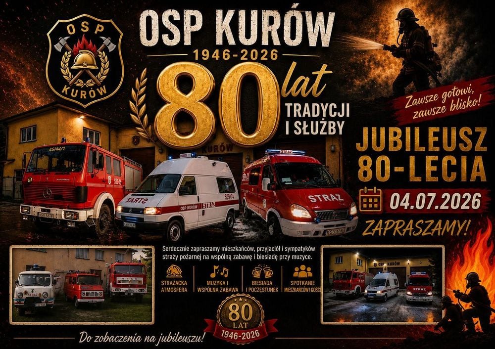 80 lat OSP Kurów – jubileuszowa zabawa i strażackie atrakcje