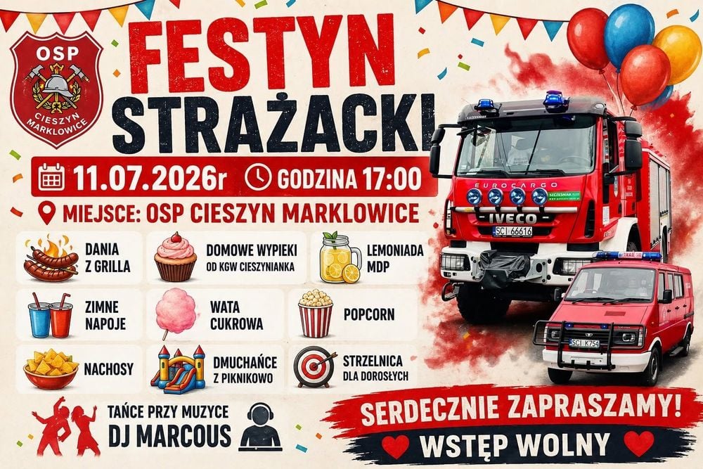 Festyn Strażacki z atrakcjami w Cieszynie Marklowicach