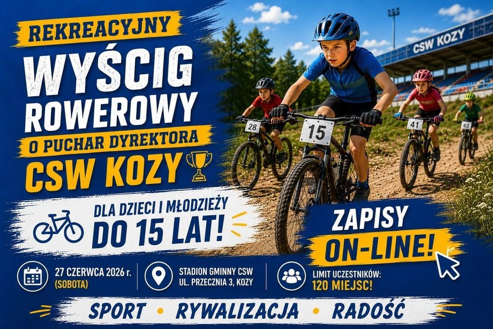 Rekreacyjny wyścig rowerowy dla dzieci i młodzieży w Kozach - 27 czerwca 2026