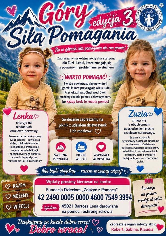 Charytatywna wędrówka górska dla Lenki i Zuzi w Bystrej