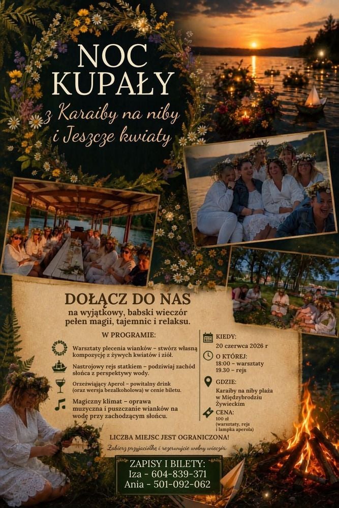 Noc Kupały z rejsami i warsztatami w Międzybrodziu Żywieckim