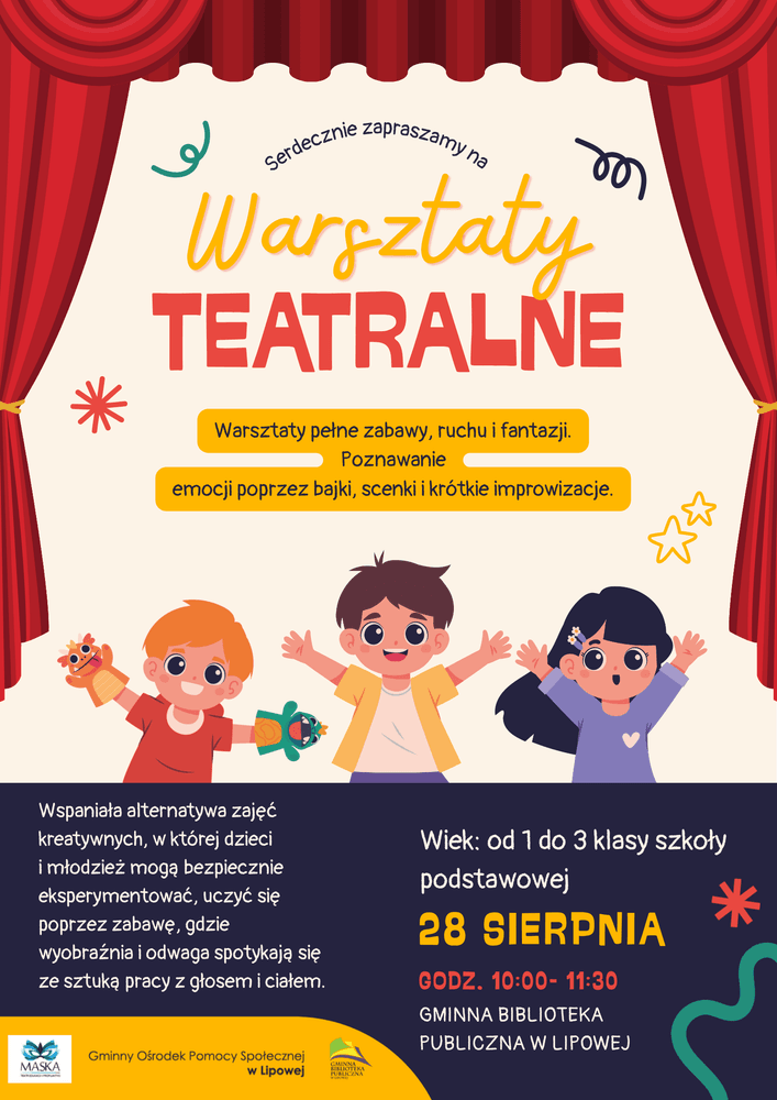 Bezpłatne warsztaty teatralne dla dzieci w Lipowej