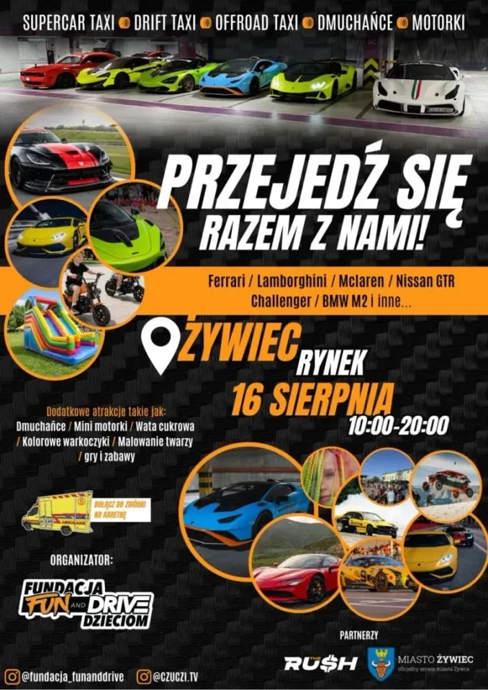 Charytatywne spotkanie z luksusowymi samochodami na żywieckim Rynku