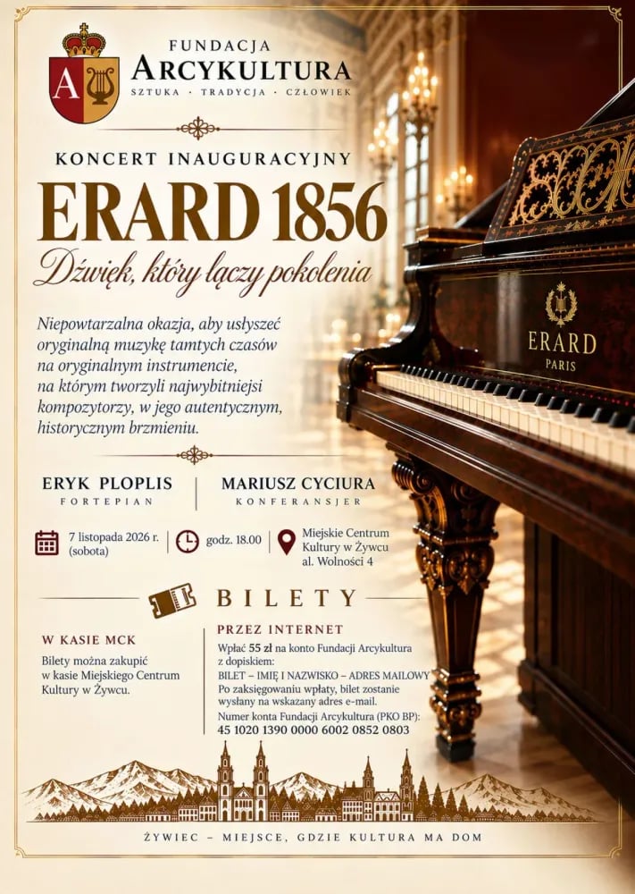 Koncert inauguracyjny fortepianu Erard z 1856 roku w Żywcu