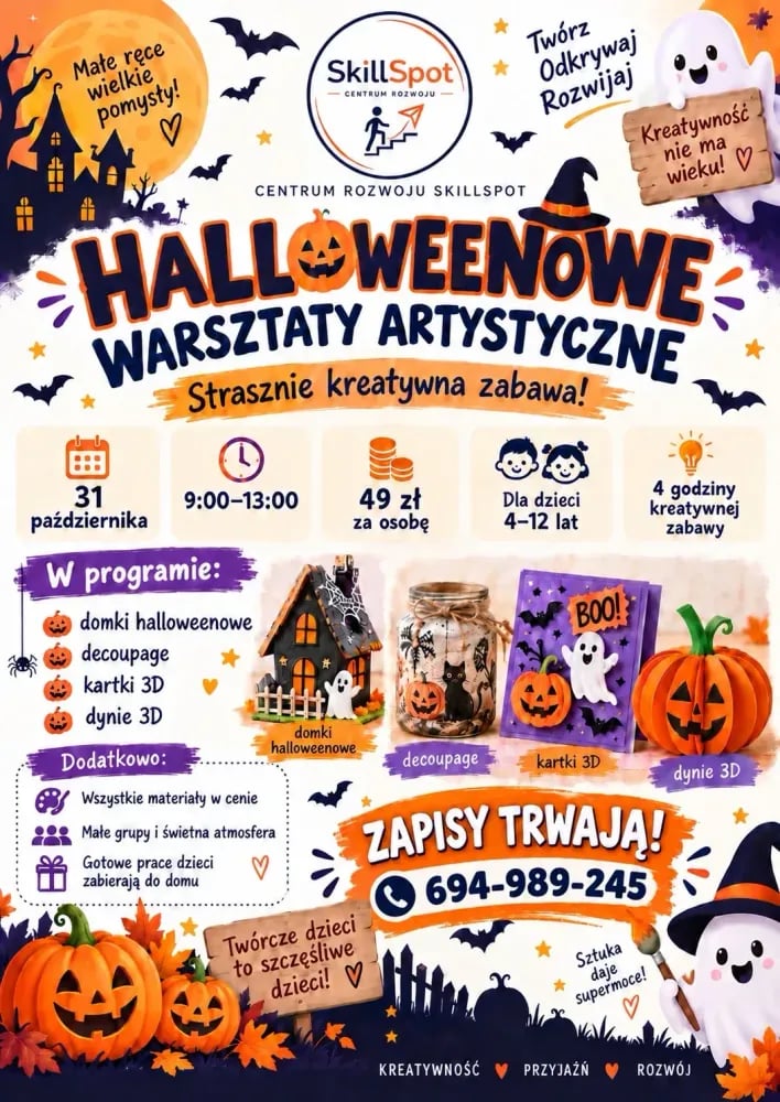 Halloweenowe warsztaty artystyczne dla dzieci w Żywcu