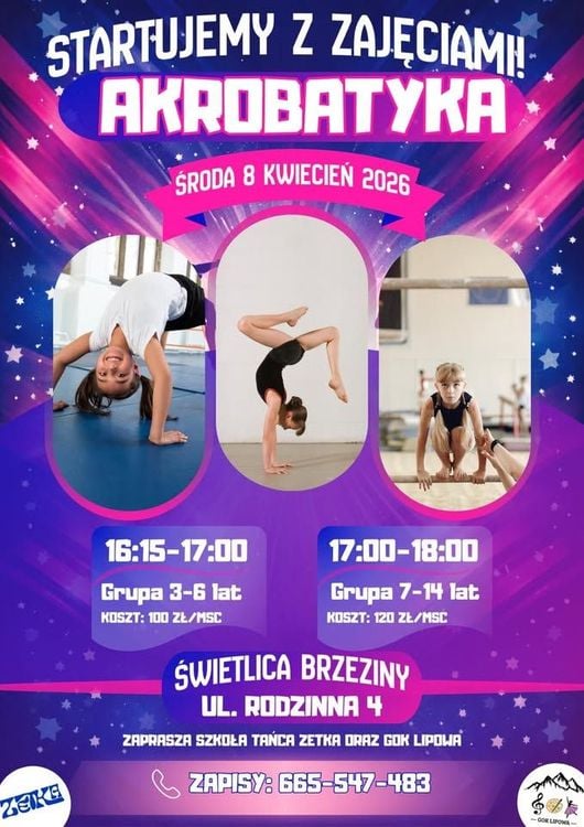 Zajęcia akrobatyki dla dzieci w Lipowej - GOK Lipowa