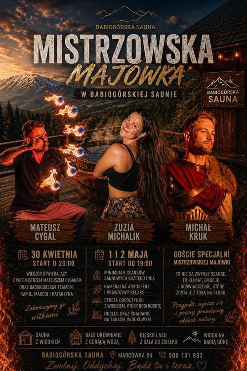 Mistrzowska Majówka w Babiogórskiej Saunie na Marcówce