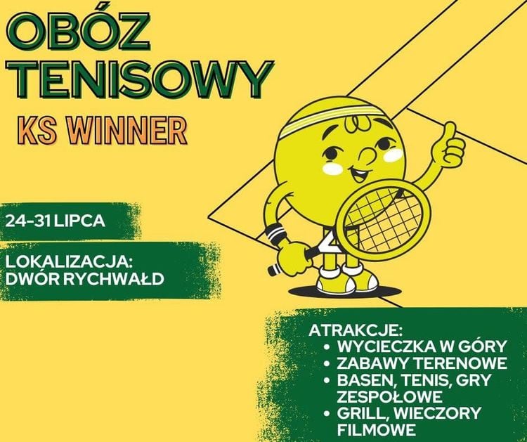 Letni obóz tenisowy Winner w Rychwałdzie 2026