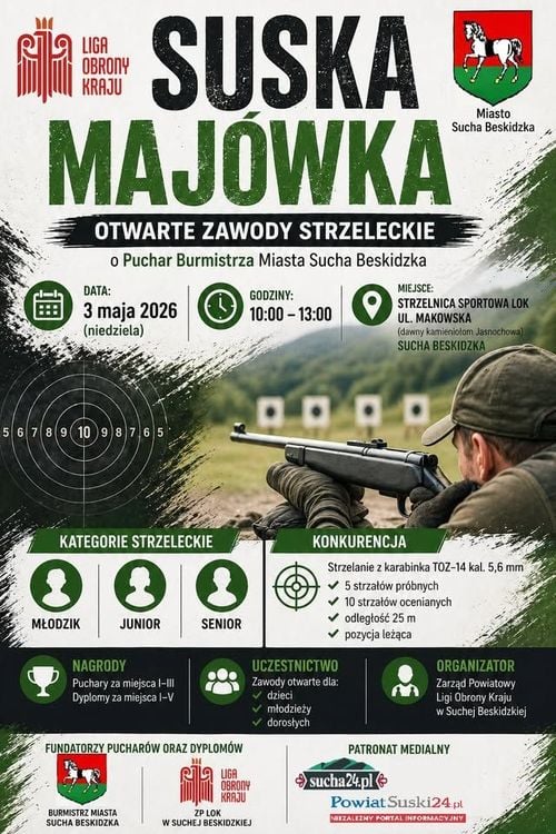 Otwarte Zawody Strzeleckie o Puchar Burmistrza Suchej Beskidzkiej – Suska Majówka 2026