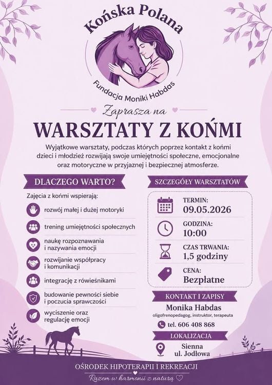Darmowe warsztaty z końmi w Siennej – 9 maja 2026