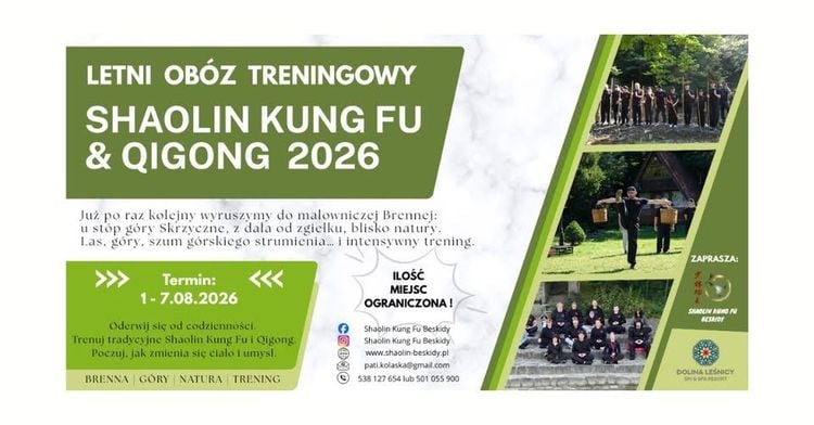 Obóz treningowy Shaolin Kung Fu w Brennej – sierpień 2026