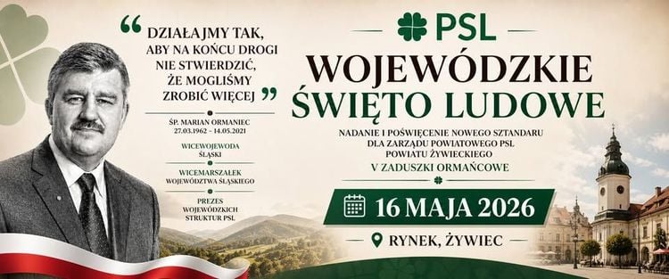Wojewódzkie Święto Ludowe na Rynku w Żywcu – 16 maja 2026