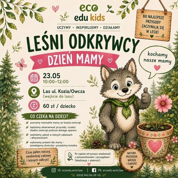 Leśne warsztaty z okazji Dnia Mamy w Lesie Kozia/Owcza