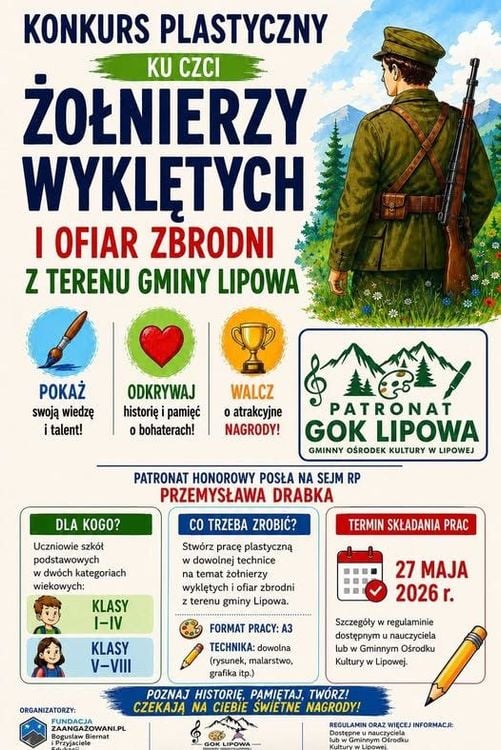 Konkurs plastyczny "Żołnierze wyklęci i ofiary zbrodni z terenu Gminy Lipowa"