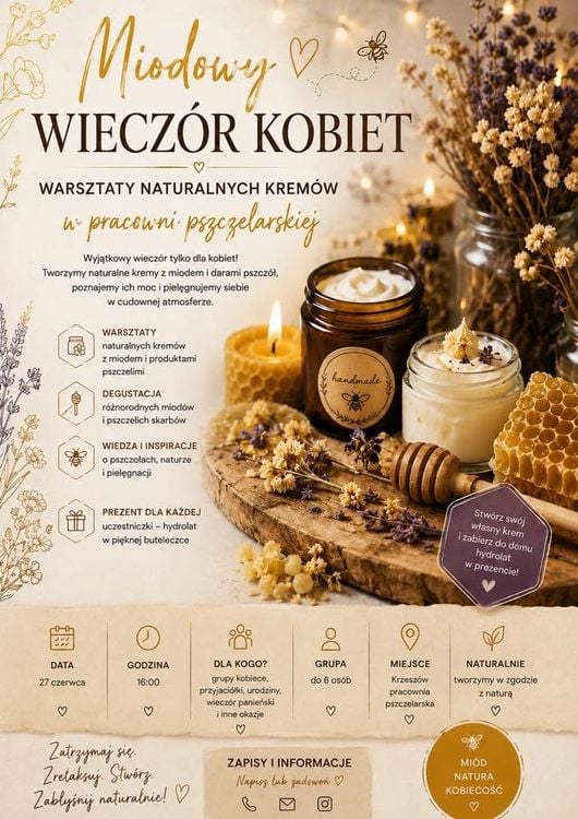 Miodowy Wieczór w Krzeszowie – warsztaty naturalnych kremów
