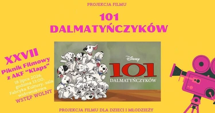 Pokaz filmu „101 dalmatyńczyków” w ramach XXVII Pikniku Filmowego w Chybiu