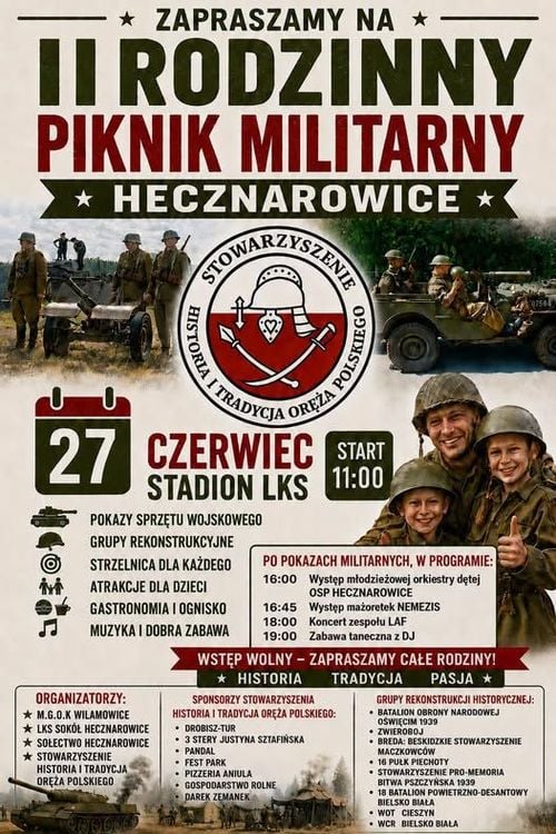 II Rodzinny Piknik Militarny na stadionie w Hecznarowicach
