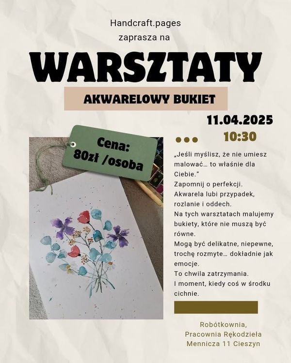 Warsztaty akwareli w Cieszynie: malowanie polnych bukietów