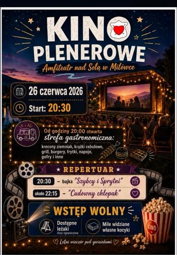 🎬 Kino plenerowe nad Sołą z pyszną strefą gastronomiczną!