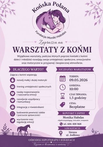 Darmowe warsztaty z końmi w Siennej – 9 maja 2026