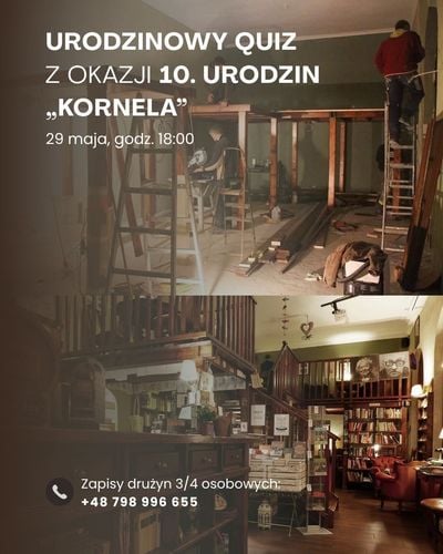 Kawiarniany quiz literacki z okazji 10-lecia Kornel i Przyjaciele w Cieszynie