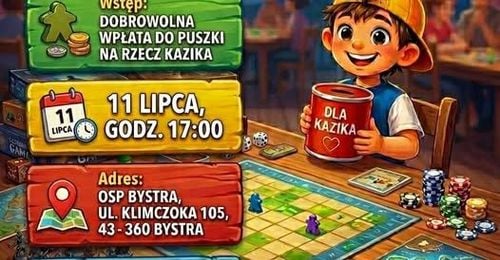 Charytatywna Gra Planszowa w OSP Bystra dla Kazika