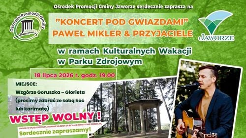 Letni koncert akustyczny Pawła Miklera na wzgórzu Goruszki w Jaworzu