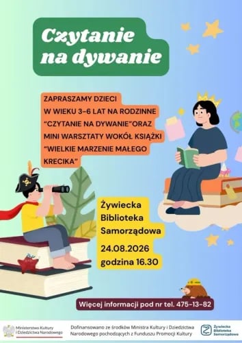 Letnie czytanie na dywanie dla dzieci w Żywcu
