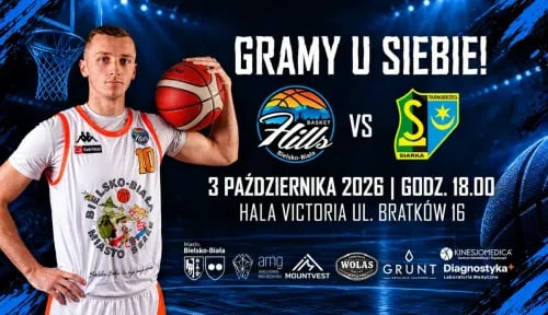 Mecz Basket Hills Bielsko-Biała z Siarką Tarnobrzeg w koszykówce