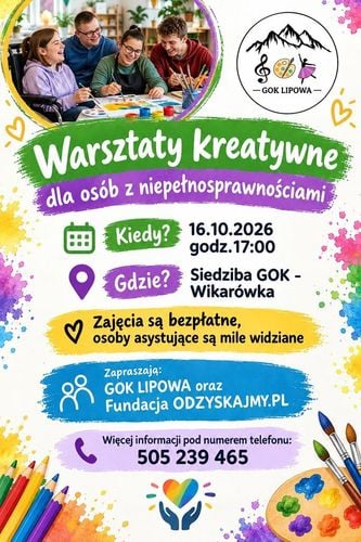 Warsztaty kreatywne dla osób z niepełnosprawnościami w Lipowej